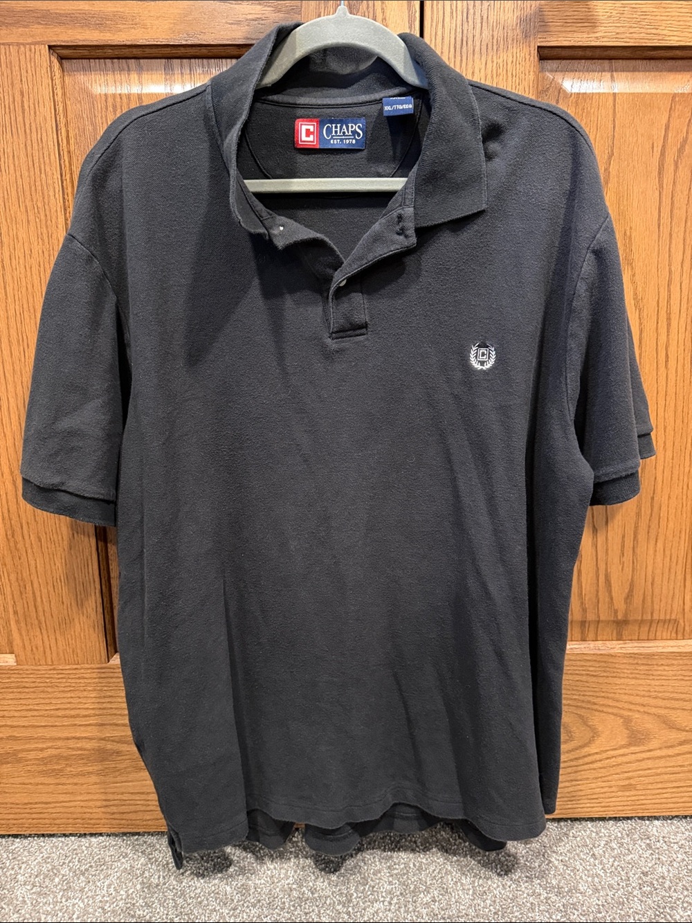 Chaps Men's Black Polo with Crest Embroidery XXL